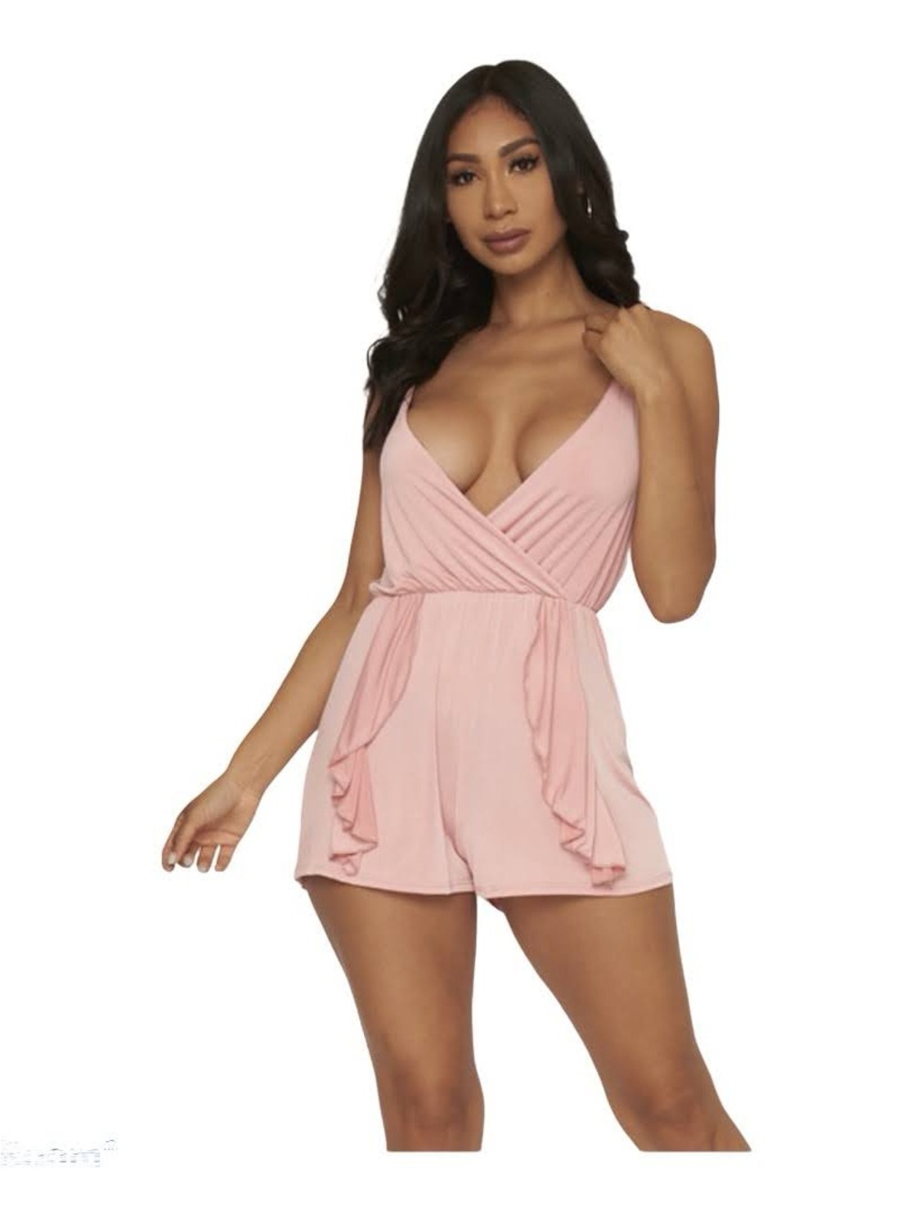 Pink Ruffle Wrap Romper - Picture 4 of 5